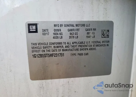 2017 Chevrolet Malibu Ls from USA, damaged, VIN 1G1ZB5ST5HF231791